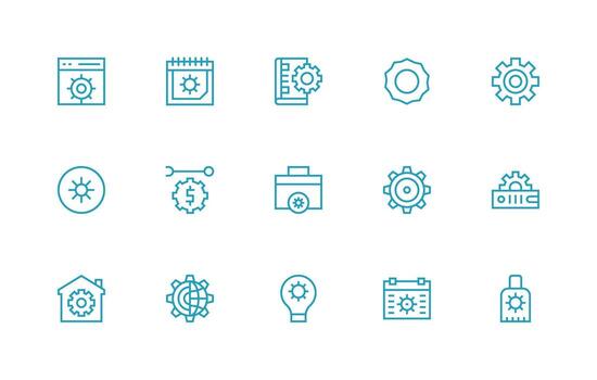 Regular Line Icons from Adjustments Set with 15 Vectors