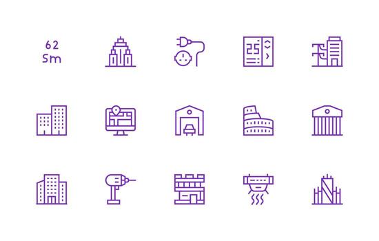 15 Regular Line Style Icons from Building Collection vector