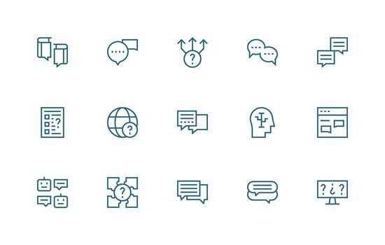 15 Icons for Question in Regular Line Format vector
