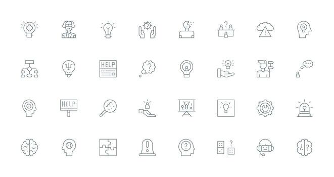 Problem Solving including 32 Thin Line Illustrations vector