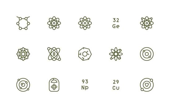 15 Regular Line Icons for Atom Graphics vector