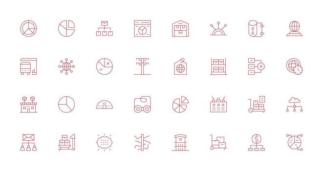 32 Thin Line Icons for Distribution Graphics vector