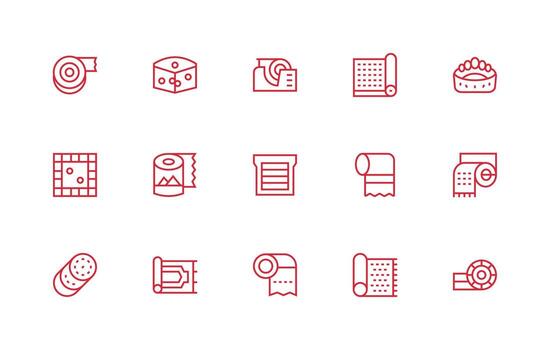 Roll Set with 15 Regular Line Icons vector