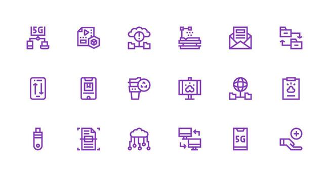 18 fuerte carrera línea estilo íconos desde subir colección vector