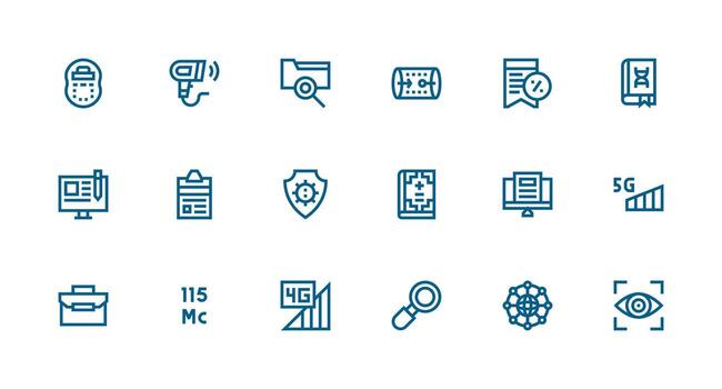 Data Design Icons featuring 18 in Strong Stroke Line Style vector