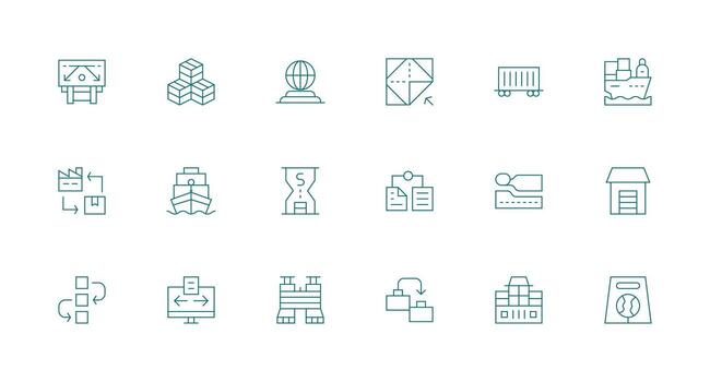 Export Set with 18 Minimal Line Icons vector