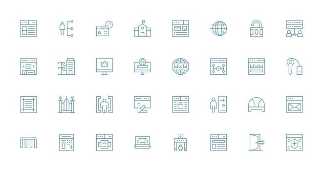 Portal Design Icons featuring 32 in Thin Line Style vector
