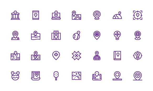 Bold Line Icons from Coordinates Set with 28 Vectors