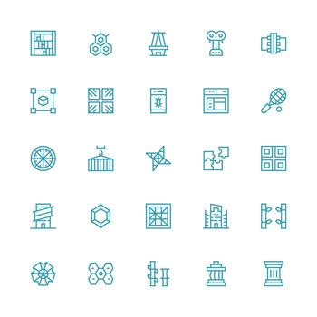 25 Medium Stroke Outline Icons for Framework Graphics vector