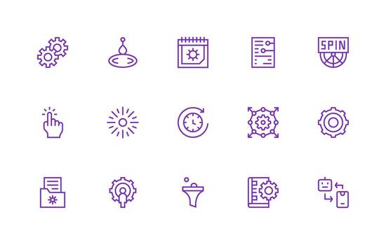 Regular Line Style Process Icons with 15 Vectors