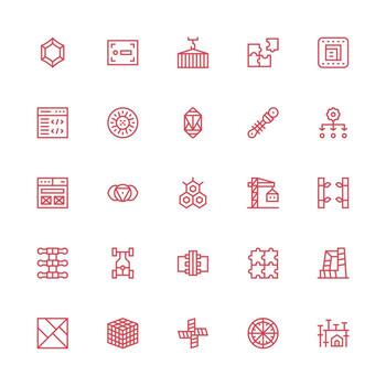 Framework Design Icons featuring 25 in Medium Stroke Outline Style vector