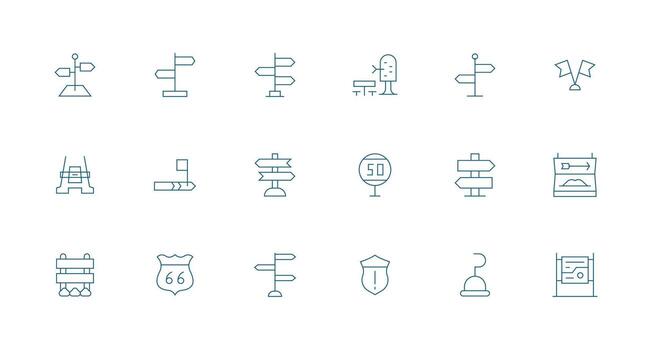 Minimal Line Icons from Signpost Set with 18 Vectors