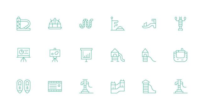 Slide Design Icons featuring 18 in Minimal Line Style vector