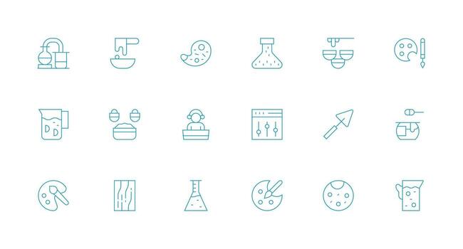 18 Icons for Mixing in Minimal Line Format vector