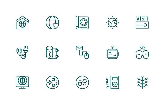 conexión conjunto con 15 regular línea íconos vector