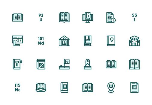 24 Icons for Reference in Thick Line Line Format vector