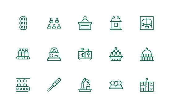 Assembly Design Icons featuring 15 in Regular Line Style vector