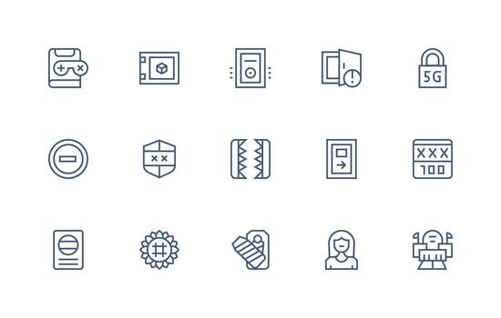 15 Icons for Locked in Regular Line Format vector