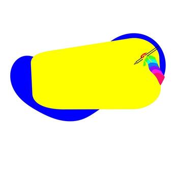 Rectangle banner with abstract shape in blue and yellow color vector