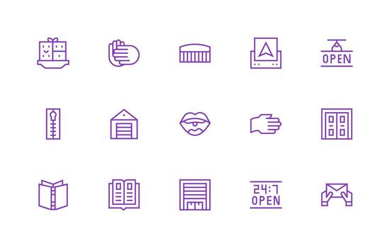 15 Regular Line Style Icons from Open Collection vector