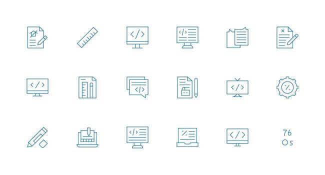 Markup featuring 18 Icons in Minimal Line Design vector