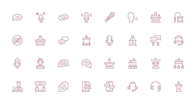 Talk Set with 32 Thin Line Icons vector