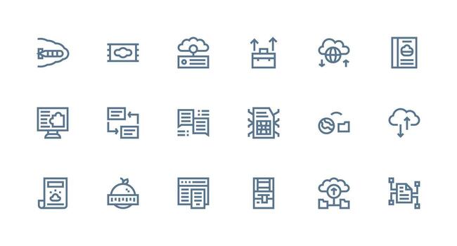 File Sharing Design Icons featuring 18 in Strong Stroke Line Style vector