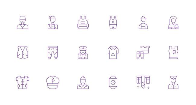 18 Icons for Uniform in Minimal Line Format vector