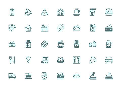 Regular Clean Line Icons from Lunch Set with 35 Vectors