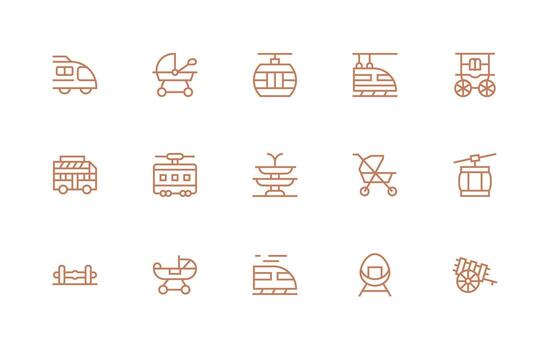 carro diseño íconos presentando 15 en regular línea estilo vector