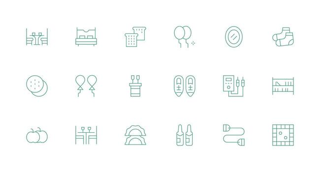18 Minimal Line Icons for Two Graphics vector