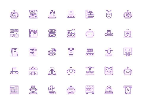 automatizado conjunto con 35 regular limpiar línea íconos vector