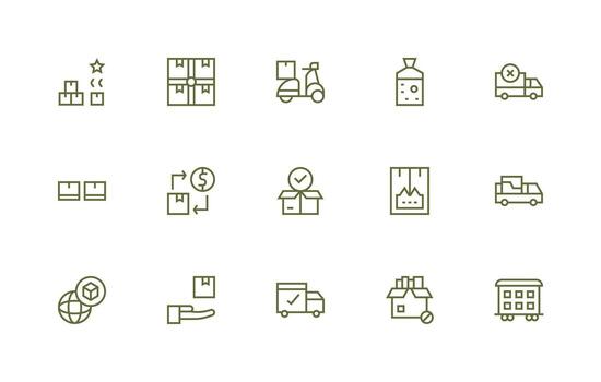 15 Regular Line Icons for Shipment Graphics vector