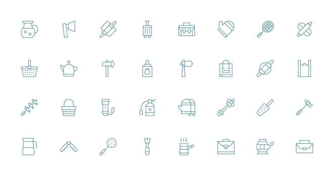 32 Thin Line Icons for Handle Graphics vector