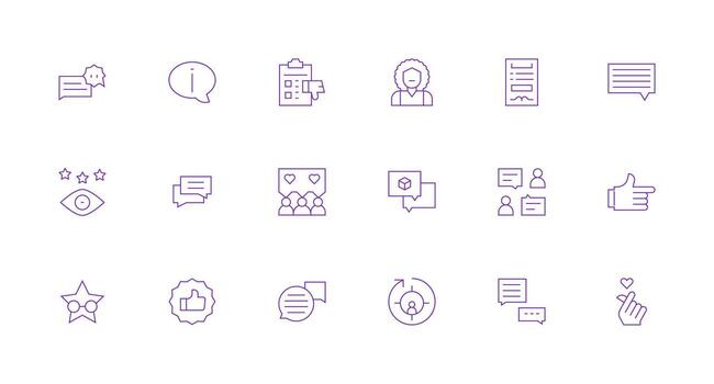 Feedback Icon Set with 18 Minimal Line Graphics vector