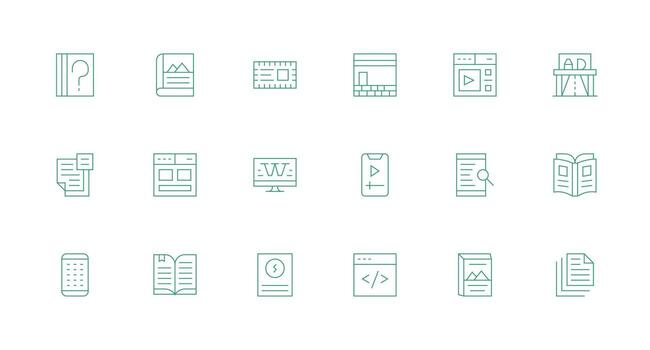 Content Icon Set with 18 Minimal Line Graphics vector