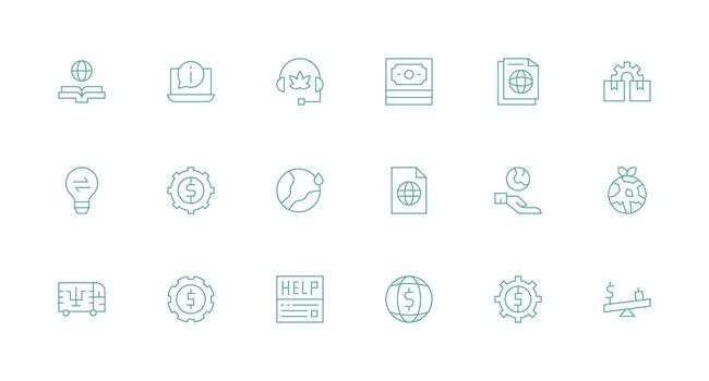 mínimo línea estilo recursos íconos con 18 vectores