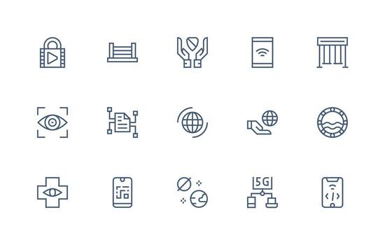 Access Set with 15 Regular Line Icons vector