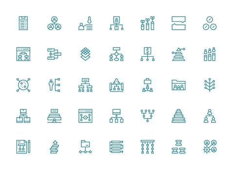 35 Regular Clean Line Icons for Hierarchy Graphics vector