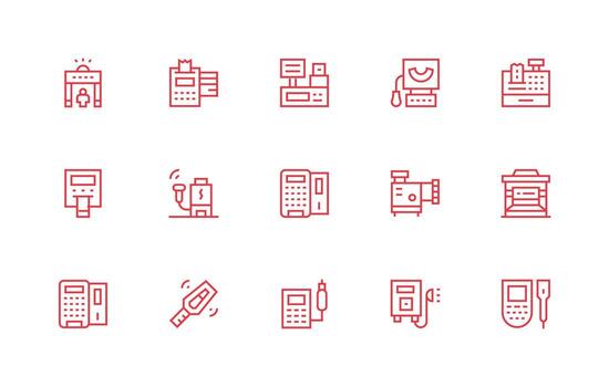 Scanner Set with 15 Regular Line Icons vector