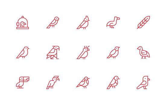 Feathered featuring 15 Icons in Regular Line Design vector