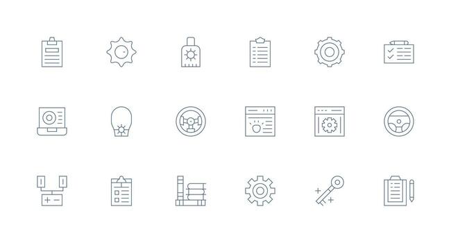 gestionar conjunto con 18 mínimo línea íconos vector