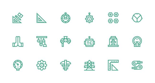 Engineering Design Icons featuring 18 in Strong Stroke Line Style vector