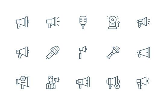 Regular Line Icons from Public Address Set with 15 Vectors