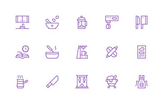 15 Icons for Preparation in Regular Line Format vector