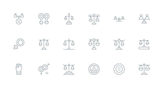 18 Minimal Line Icons for Equality Graphics vector