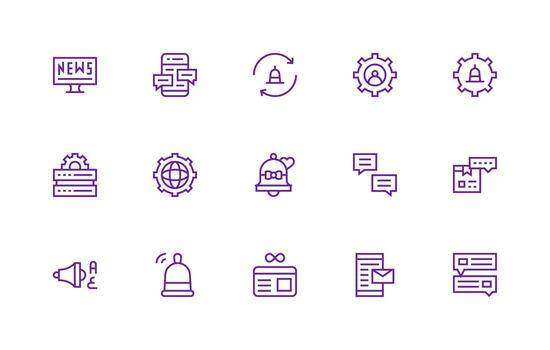 Updates featuring 15 Icons in Regular Line Design vector