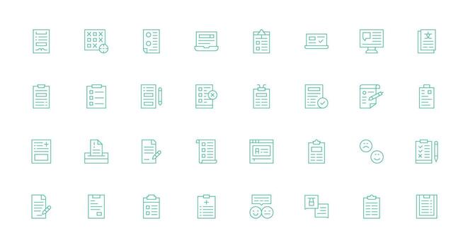 Questionnaire Icon Set with 32 Thin Line Graphics vector