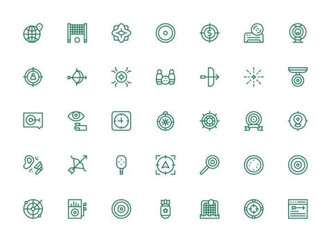 Regular Clean Line Icons from Target Set with 35 Vectors