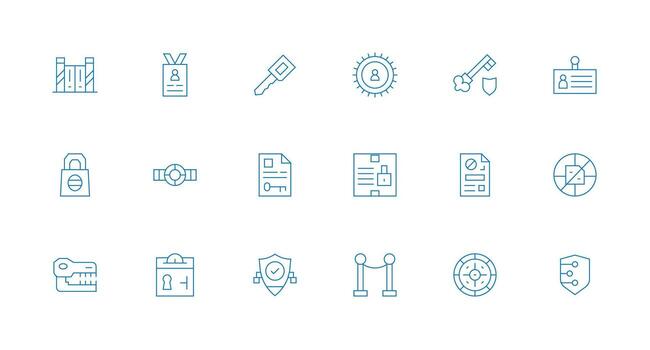 18 Minimal Line Icons for Access Control Graphics vector